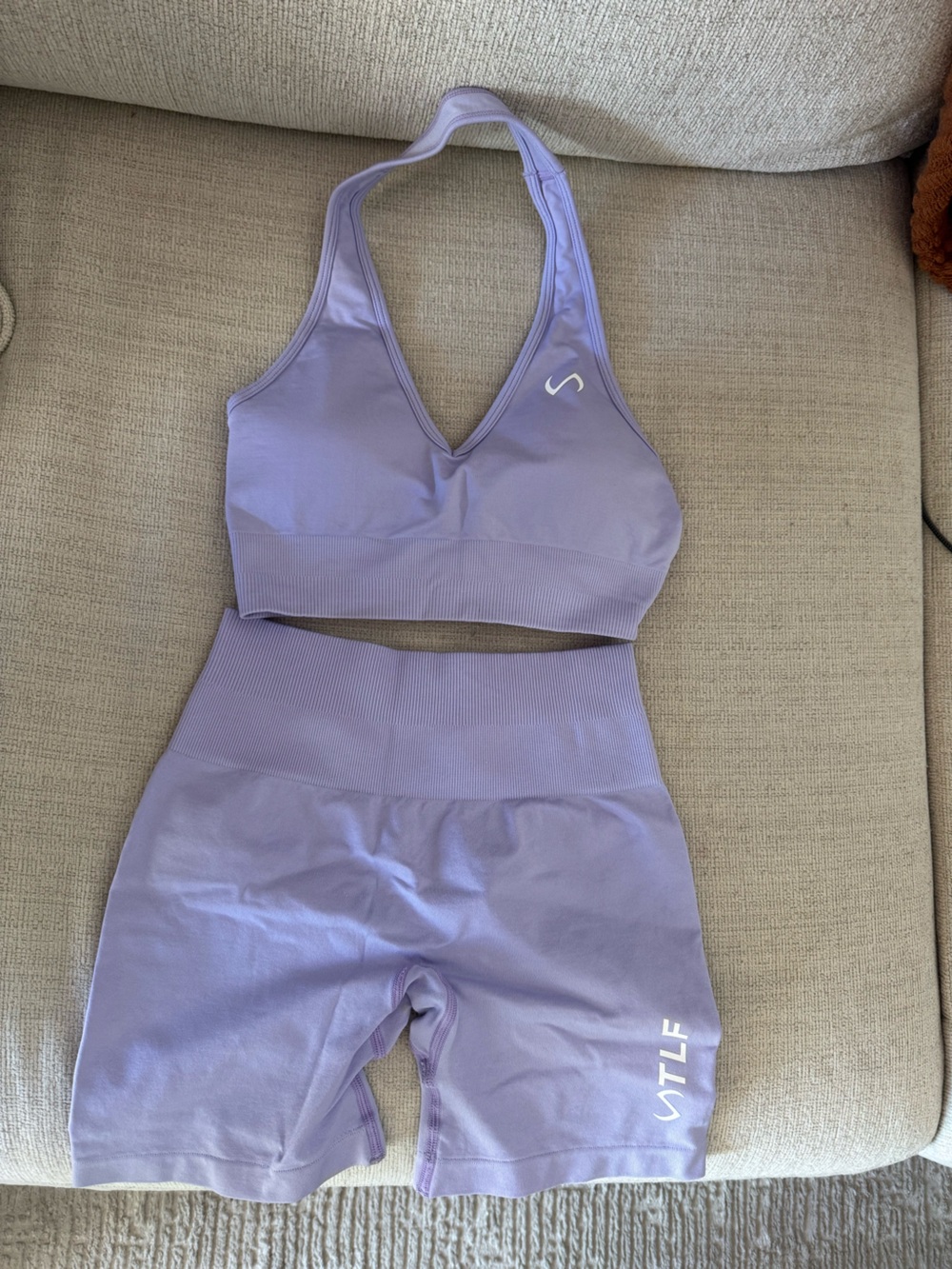 TLF women’s Lavender Sports Bra & High-Waist Shorts Set